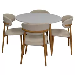 Set masă și scaune Evelin di Costacurta стол DT-402-1Wo + 4 стула QT-284Wo Light beige