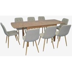 Комплект стол и стулья Evelin di Costacurta стол HV-27V Light Brown + 8 стульев YTC-080Wo, BJORN-24 (Light beige)