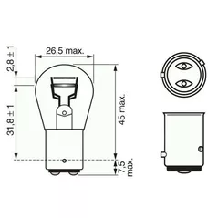 Lampă auto Bosch P21/4W Pure Light 12V 21/4W BAZ15d (carton) (1987302215)