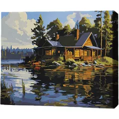 Картина по номерам BrushMe MG0008FC 40х50cm (fără cutie) Căsuță lângă lac