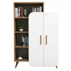 Raft de birou Trendy Forma, Nuc, Alb 90x132x32cm, raft de carti