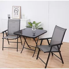 Mobilier pentru grădină Promstore 18962 Set mobilier 3 piese: masa 70X70XH72cm si 2 scaune 48X46XH72cm, sticla, plastic