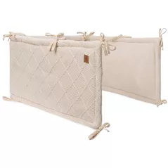 Protecție laterală pentru pătuț Jollein 004-895-68038 Aparator lateral pentru patut Check Knit Oatmeal, 180x30 cm