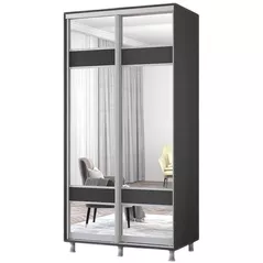 Шкаф Mobildor-Lux Раздвижные двери из ДСП Aron-S 1,0-1,8 м с зеркалом «зебра» (110x60x240 см, высота) Anthracite