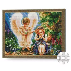 Картина по номерам Art Gallery QB205321 Mozaic cu diamante patrate 40x50cm O fetita si un Inger