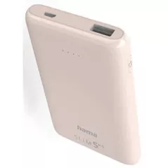 Acumulator extern USB (Powerbank) Hama 201664 SLIM 5HD 5000 mAh, Output: USB-A, light pink