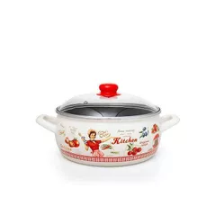 Кастрюля Metalac 51701 эмалированная Kitchen 24cm, 5l, крышка стекло