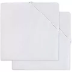 Lenjerie de pat pentru copii Jollein 2512-507-00001 Cearsaf cu elastic Molton White, 120x60cm, 2buc