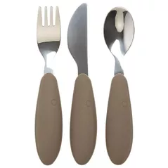 Seturi pentru hrănire bebelușilor BIBS 4340243 Set tacamuri din otel inoxidabil Dark Oak