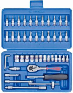 Set de unelte de mână King Tony ST2346MR набор 1/4" торцевых головок 6 гран., насадок бит TORX/ HEX/ PH/ PL/ PZ и принадл., 46 пр.