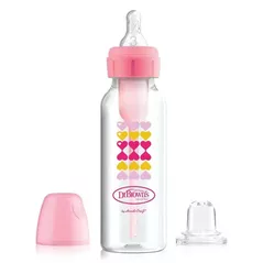 Cană cu pai Dr. Brown's 072239309582 Biberon de tranzitie cu gat ingust Options+ Roz, 250ml