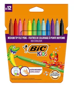 Set de creație BIC 56885 Markere colorate ultralavabile Kid Couleur, 12buc