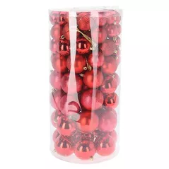 Decor de Crăciun și Anul Nou Promstore 36860 Set globuri 100buc, rosii, plastic