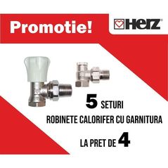 Запорная арматура HERZ Set robinet colt rad. cu garnitura 1/2 tur+retur PROMO(4+1)