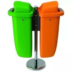 Coș de gunoi Hydro S Set 2 urne stradale pe suport, 2x50L, verde, orange 8001250