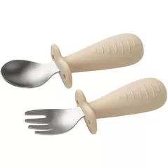 Посуда для кормления BabyOno 1665/03 Lingura si furculita din otel inoxidabil Beige