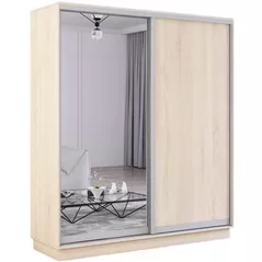 Шкаф Mobildor-Lux Раздвижные двери Fox из зеркала и ДСП (180x60x220 см) Sonoma