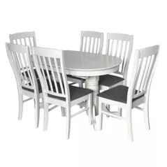 Комплект стол и стулья Evelin di Costacurta стол HV-31N White + 6 стула Wenyi White/Grey