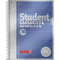 Блокнот Brunnen Notebook College-Block A5 pe o spirală în linii, 80 de coli 90 g/m2, coperta metalică albastra