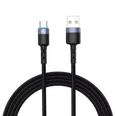 Кабель для моб. устройства Tellur TLL155363 Cable USB - Type-C, cu LED, Nylon, 1.2m, Black