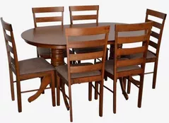 Комплект стол и стулья Evelin di Costacurta стол HV-24V Burnish Oak + 6 стульев GLORIA Burnish Oak/Ekea12 Dark Brown