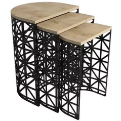 Журнальный столик Trendy Stil Metal Ferforje, Stejar, masa de cuibarit (3 bucati)