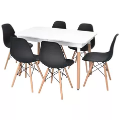 Комплект стол и стулья Evelin di Costacurta стол DT-432-1R Wo + 6 стульев LC-021 Black