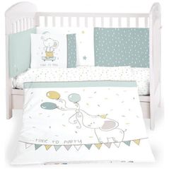 Lenjerie de pat pentru copii Kikka Boo 41101060075 Set lenjerie patut 140x70 cm Elephant Time, 6 piese