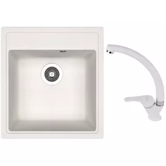 Chiuvetă bucătărie cu bateria Dr.Gans Nika 470 + SanDonna F 1069 alb