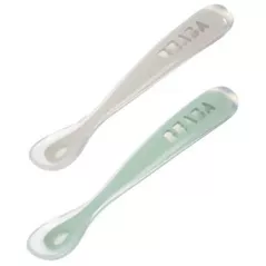Seturi pentru hrănire bebelușilor Beaba B913552 set 2 lingurite silicon +4 luni Sage Green