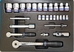 Набор ручных инструментов King Tony 9-7527MR набор 1/4" и 1/2" головок 6 гран. принадл. 27 пр.