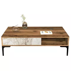 Журнальный столик Trendy Istanbul, Nuc, Marmura Alba 105x32x60cm