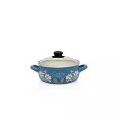 Кастрюля Metalac 51684 эмалированная Blue16cm, 1.5l, крышка стекло