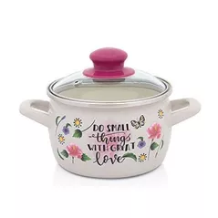 Cratiță Metalac 55004 Cratita emailata Small things D16cm, 2.2L, capac din sticla