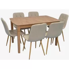 Комплект стол и стулья Evelin di Costacurta стол HV-27V Light Brown + 6 стульев YTC-080Wo, BJORN-24 (Light beige)