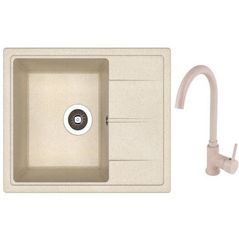 Мойка кухонная со смесителем Dr.Gans Nika 580 + SanDonna F 7073 bej