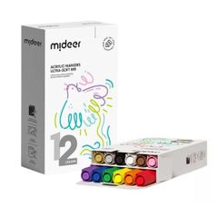 Set de creație Mideer MD1259 Set de markere acrilice cu peniță ultra moale, 12 culori
