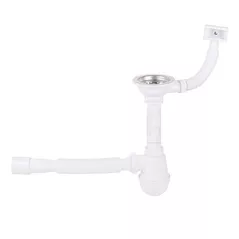 Sifon pentru chiuvetă bucătărie Metline B3-MF045 tip "butelie" D. 3.1/2" x 40 cu 1 racord, preaplin si furtun gofrat 40/50