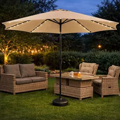 Umbrelă de gradină Hydro S 0431112 cu iluminare, pe picior, Bej