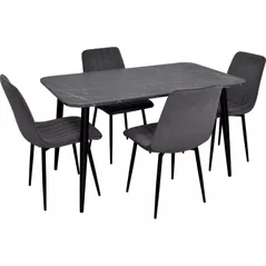 Комплект стол и стулья Evelin di Costacurta cтол DT-405-6B + 4 стула YTC-078B Bluvel-14 (Dark grey)