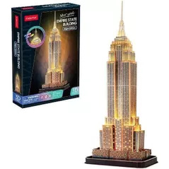 Конструктор Cubik Fun L539h 3D puzzle Empire State Building cu iluminare LED, 37 elemente