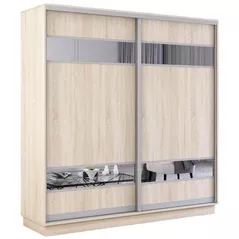 Dulap Mobildor-Lux Fox uși glisante din PAL cu elemente din oglindă (230x60x240H cm) Sonoma