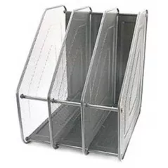 Suport pentru documente New World 3003-3 Silver, set de suporturi verticale, 3 sectii, din metal, tip plasa argintin
