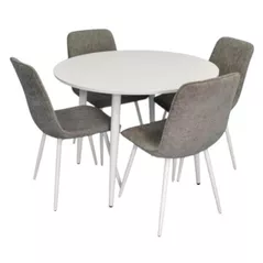 Комплект стол и стулья Evelin di Costacurta стол DT-402-5Wh + 4 стула YTC-078Wh UF885-14 (Grey)
