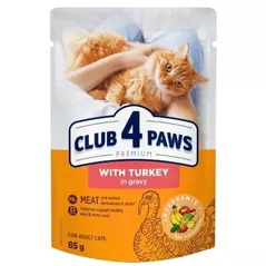 Корм для питомцев CLUB 4 PAWS 24230957 Premium Plic pisici curcan jeleu 24x85g