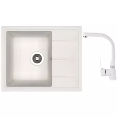 Мойка кухонная со смесителем Dr.Gans Nika 580 + SanDonna F 7103 alb