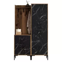 Mobilă pentru antreu Trendy Berlin BA, Nuc, Marmura Neagra, 120x200x35cm (GTR001358)