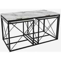 Măsuţă cafea Trendy Defne, marmura alba, set