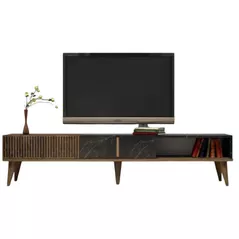 Comodă TV Trendy Milano, Nuc, Negru 180x40x35cm