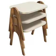Măsuţă cafea Trendy Paris, Nuc, Crem 48x42x35cm, masa de cuibarit (3 bucati)